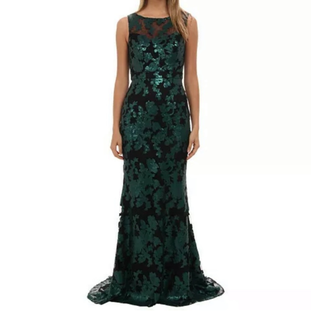 Badgley Mischka Black & Green Sequin Lace Ivy 2